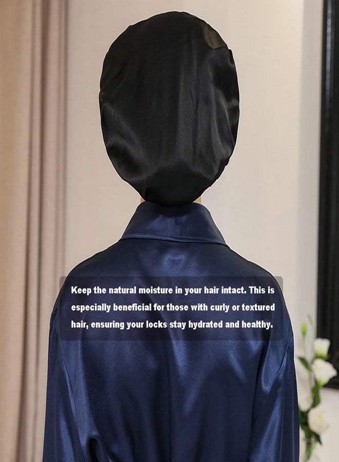 PODALOA 12 Pieces Silk Bonnet for Women Curly Hair Satin Bonnet Hair Wrap for Sleeping Cap with Tie Band (Black) - Image 5